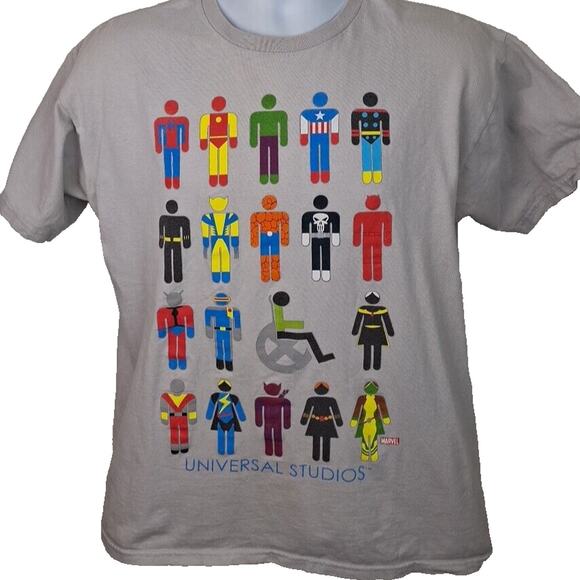 Universal Studios Marvel T-Shirt Adult Gray Super Hero Short Sleeve Size Medium - Picture 1 of 6